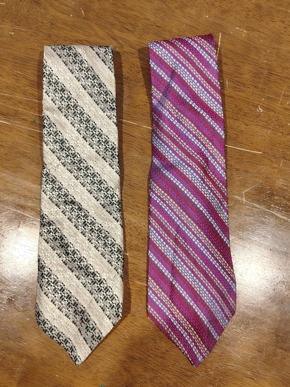 Men's Striped Silk Ties Vintage 1970s
